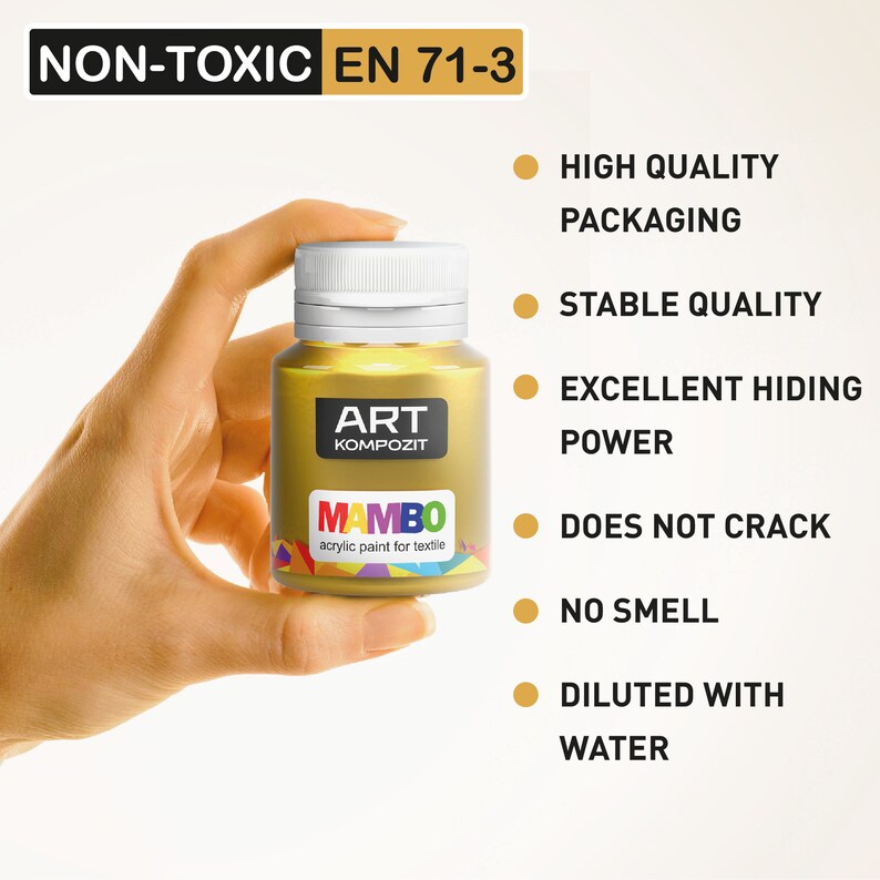 METALLIC Acrylic Fabric Paint Set 9 X 20 Ml 0.67 Fl Oz for Etsy