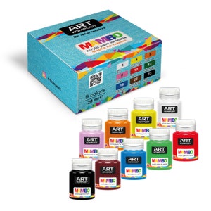 Acrylic Fabric Paint Set - 9 x 20ml 0.67 Fl Oz - Perfect for Clothes, Textile, Leather, T-shirts, Sneakers - Made in Europe by MAMBO