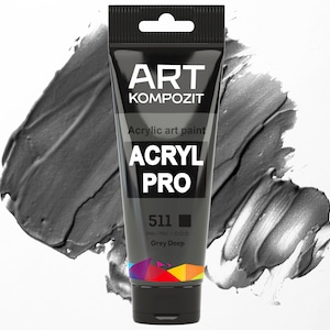 Acrylic paint 511 Gray Deep Color Set of 12x2.6 fl oz/75 ml, acrylic paints set of acrylic tube paint, paint by number, gray paint