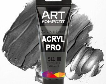 Acrylic paint 511 Gray Deep Color Set of 12x2.6 fl oz/75 ml, acrylic paints set of acrylic tube paint, paint by number, gray paint