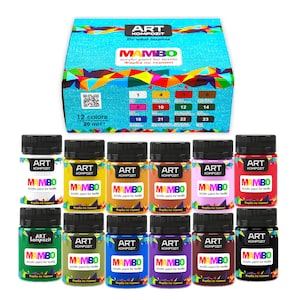 Acrylic Paint for Clothes and Textile Set of 12 x 20 ml/0.7 fl oz, High-Quality Paints for Artist and Designer Paint Clothes