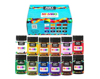 Acrylic Paint for Clothes and Textile Set of 12 x 20 ml/0.7 fl oz, High-Quality Paints for Artist and Designer Paint Clothes