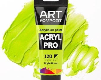 Acrylics paint set 120 Bright Green Color of 12x2.6 fl oz/75 ml, acrylic paints for artists, set of tube paint by number