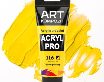 Acrylics paints set - 116 Yellow primary Color Set of 12x2.6 fl oz/75 ml,  acrylic paint for professional artists in tube , paint by number