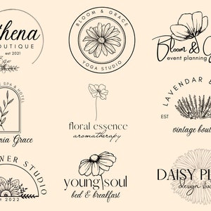 9 FLORAL INSPIRED LOGOS - editable on canva - flower designed