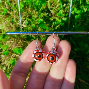 Winged Eyeball Earrings - Polymer Clay Jewelry - Handmade Clay Earrings, Bloody Eyeball Jewelry