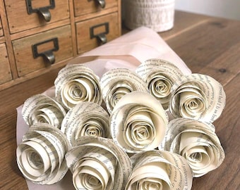 Song Lyric or Wedding Vow Paper Rose Bouquet – Custom Keepsake Flowers