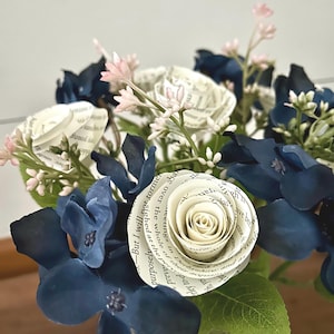 Custom Long Stem Book Page Roses, Paper Roses, Paper Flower Bouquets - With Option to Add on Acrylic Book Vase