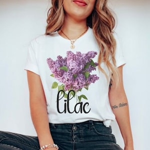 Lilac Flower Tee, Nature Lover Shirt, Spring Blossom Style, Garden Enthusiast Apparel, Charming Flower Shirt, Elegant Lilac Top