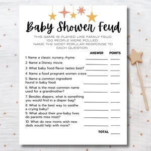 Baby Shower Family Feud Game, Printable Activity (Instant Download)