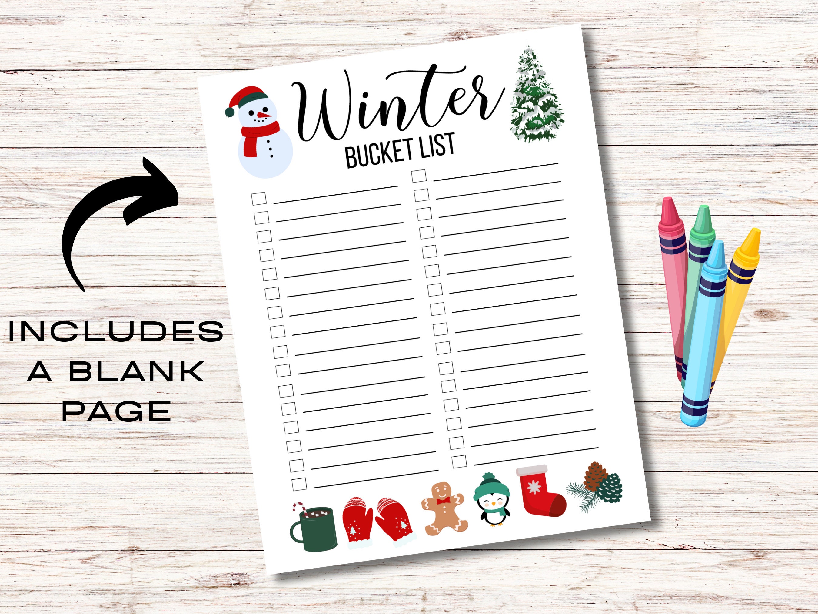 Winter Bucket List, Holiday Bucket List, Winter Checklist, Holiday Bucket List Printable, Winter ...