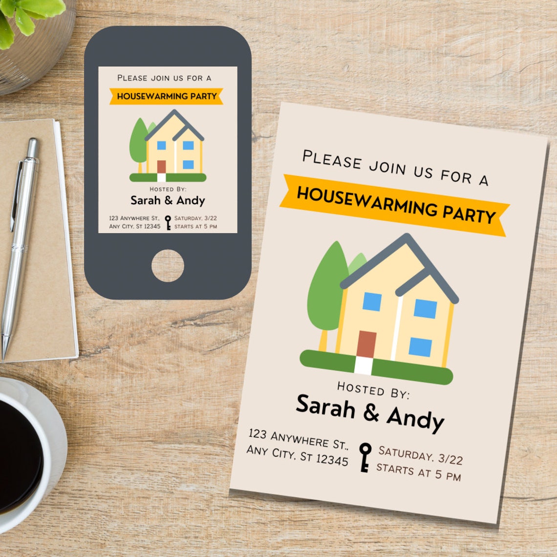 Housewarming Party Invitation PDF and JPG Digital Evite Etsy