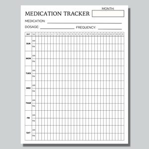 Medikation Checkliste, Medizin Log, Printable, Sofort Download, US Letter, Half Letter, A4, A5