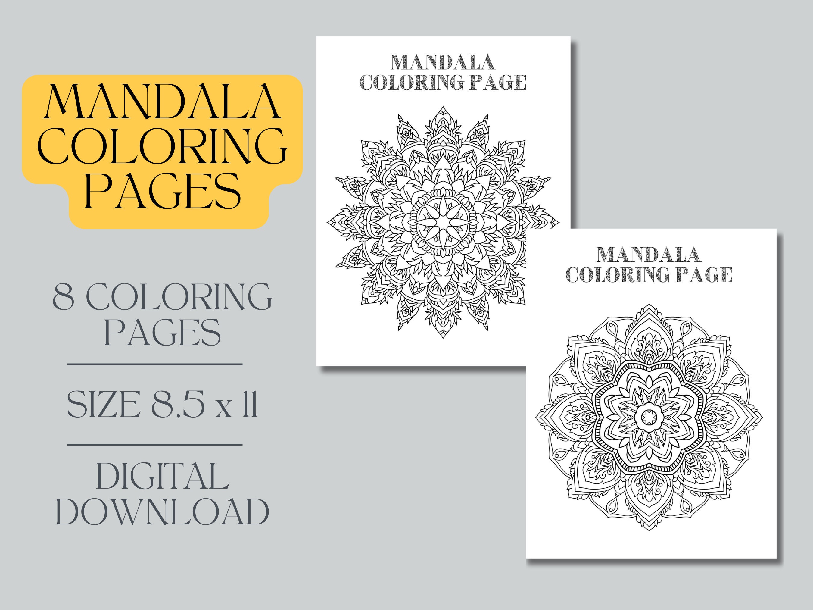 Mandala Printable Coloring Sheets, Set of 8 Designs, Mandala Coloring ...