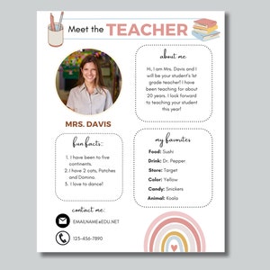 Meet the Teacher Editable Canva Template, First Day of School, Back to School Welcome Letter, Teacher School Newsletter Template