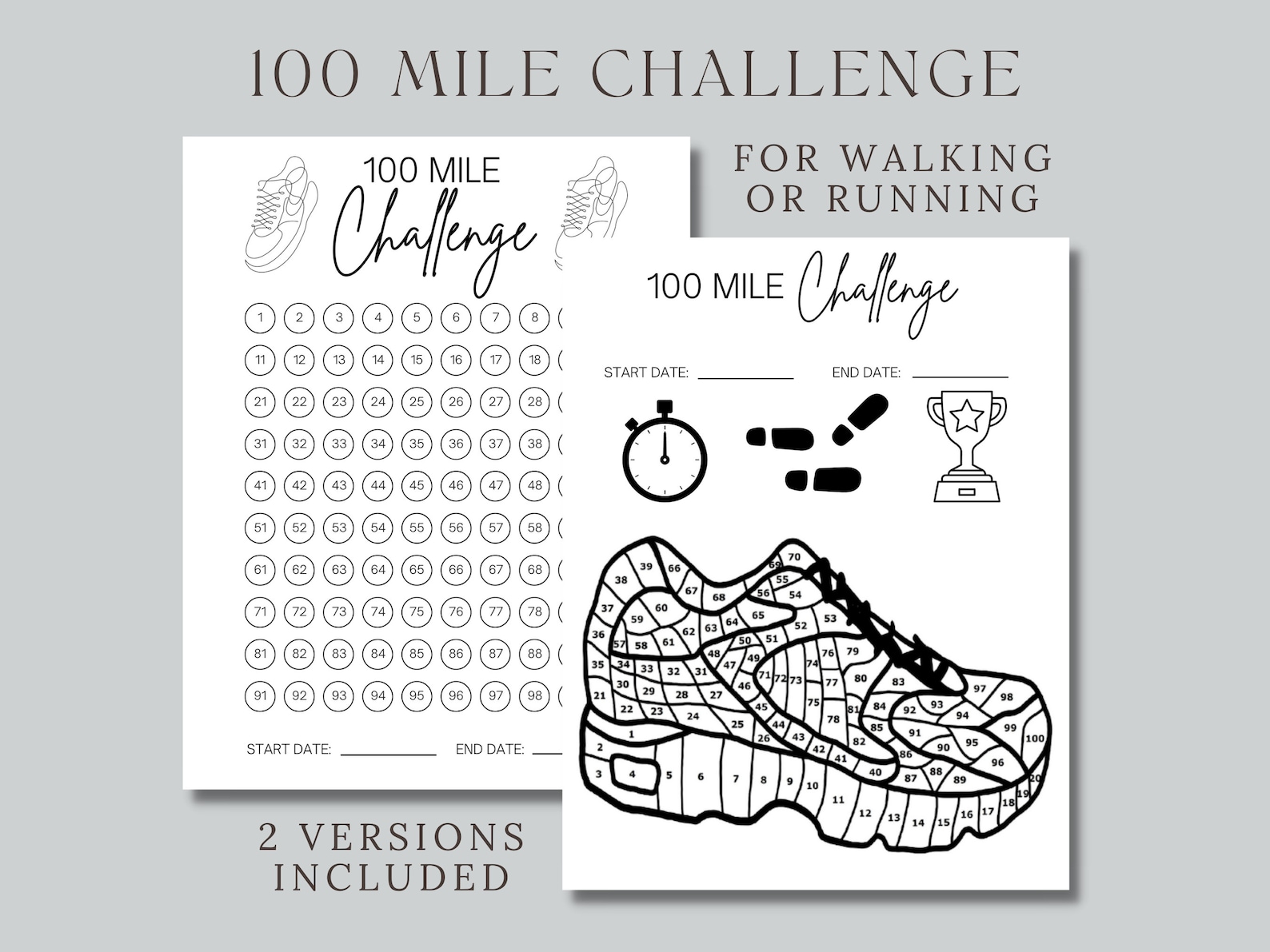 Running Tracker, 100 Mile Challenge, Printable Walking Tracker ...