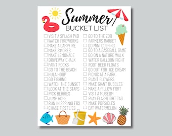 Summer Bucket List Printable: Fun Activities Checklist (Digital PDF)