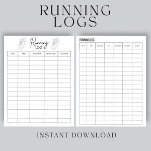 Registro di corsa stampabile: Tracker del chilometraggio, formato lettera USA, A4, A5 (download digitale)