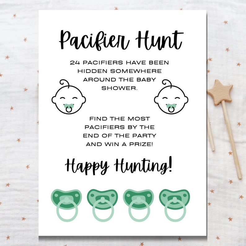 Baby Shower Pacifier Hunt Game: Printable Activity (digital Download ...