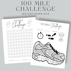 Rastreador de carrera, desafío de 100 millas, rastreador de caminata imprimible, desafío de carrera imprimible, hoja de registro de kilometraje, descarga instantánea