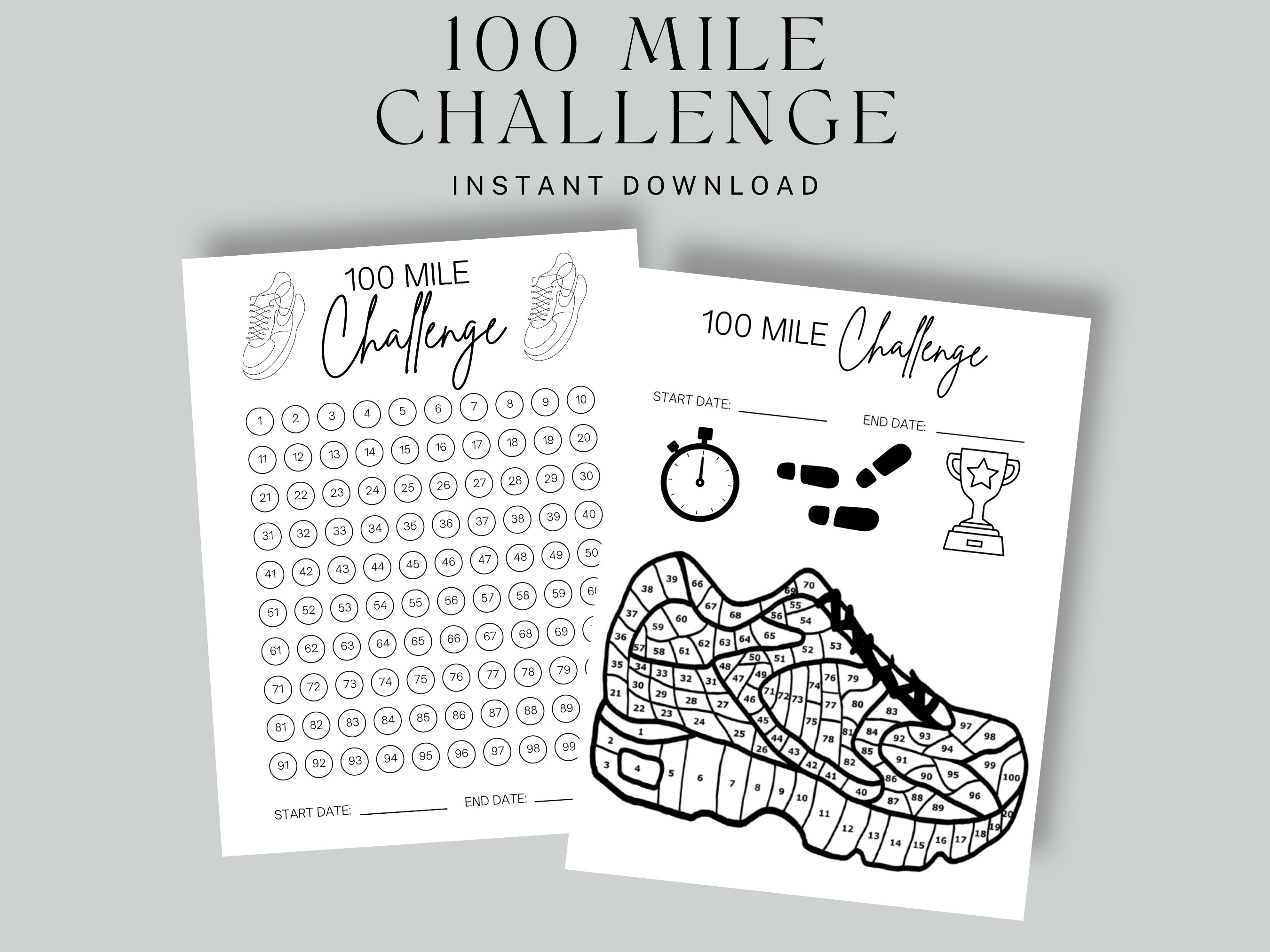 Running Tracker, 100 Mile Challenge, Printable Walking Tracker ...