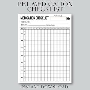 Pet Medication Checklist: Dog & Puppy Care Tracker (Digital PDF)