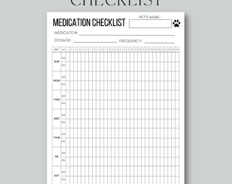 Pet Medication Checklist: Dog & Puppy Care Tracker (Digital PDF)