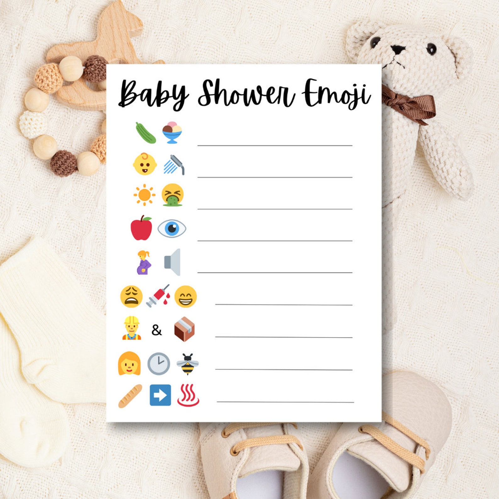 Baby Shower Emoji Game, Baby Shower Game, Printable Baby Shower Game ...