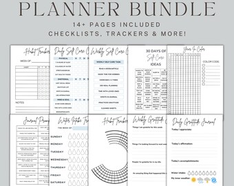 Self-Care Planner Bundle: Wellness Journal & Tracker (Printable)