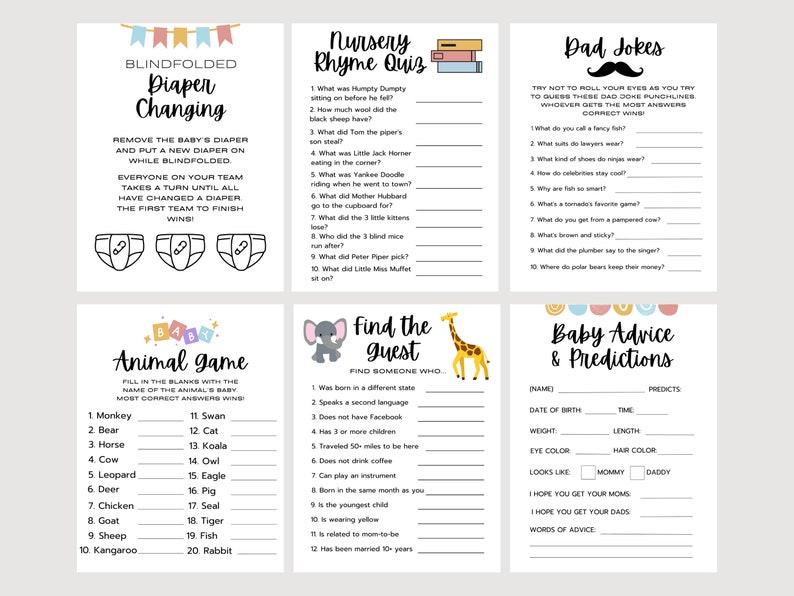 27 Minimalist Baby Shower Games Modern Baby Shower Game Etsy