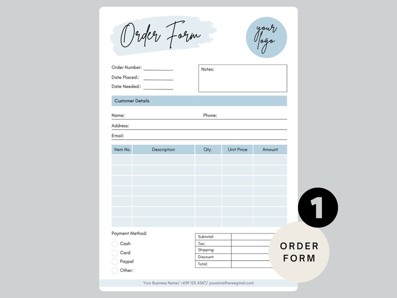 Custom Business Form Templates: Order, Invoice, Receipt (editable Canva ...