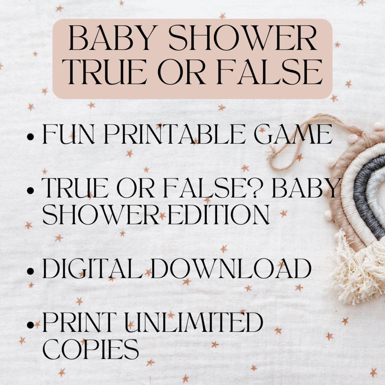 Baby Shower True or False Game: Fun Baby Facts (digital PDF) - Etsy