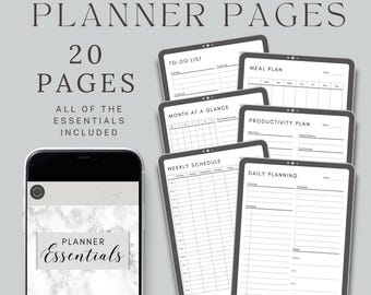 Planificador imprimible: páginas diarias, semanales y mensuales (A4/A5/Carta)