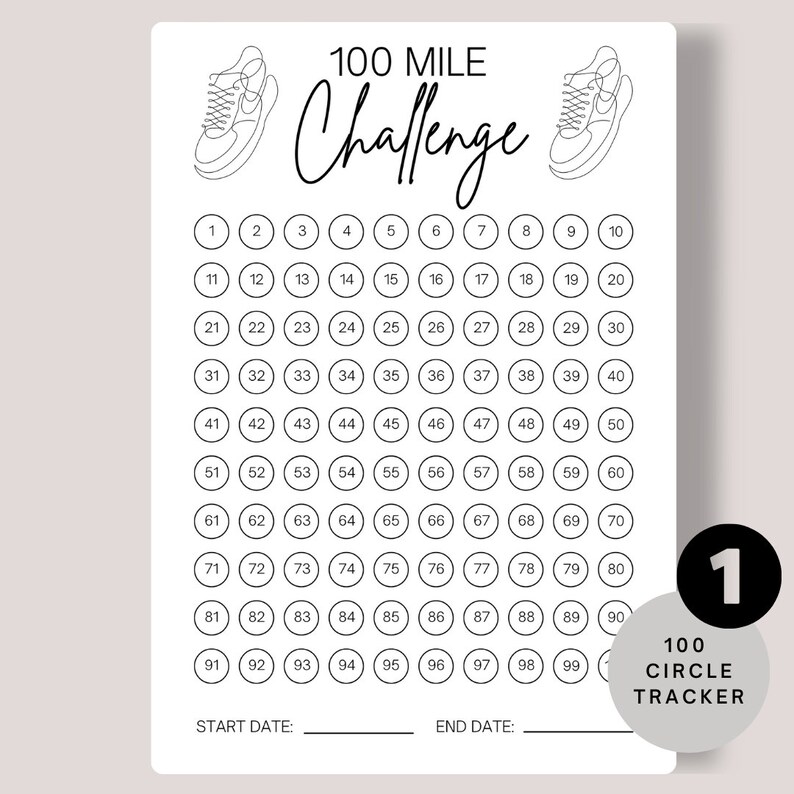 Running Tracker 100 Mile Challenge Printable Walking - Etsy