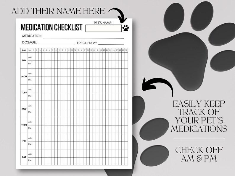 Pet Medication Tracker, Pet Medicine Tracker, Pet Medication Log ...