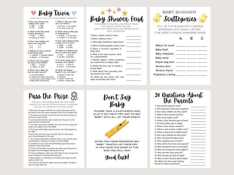 27 Minimalist Baby Shower Games Modern Baby Shower Game Etsy