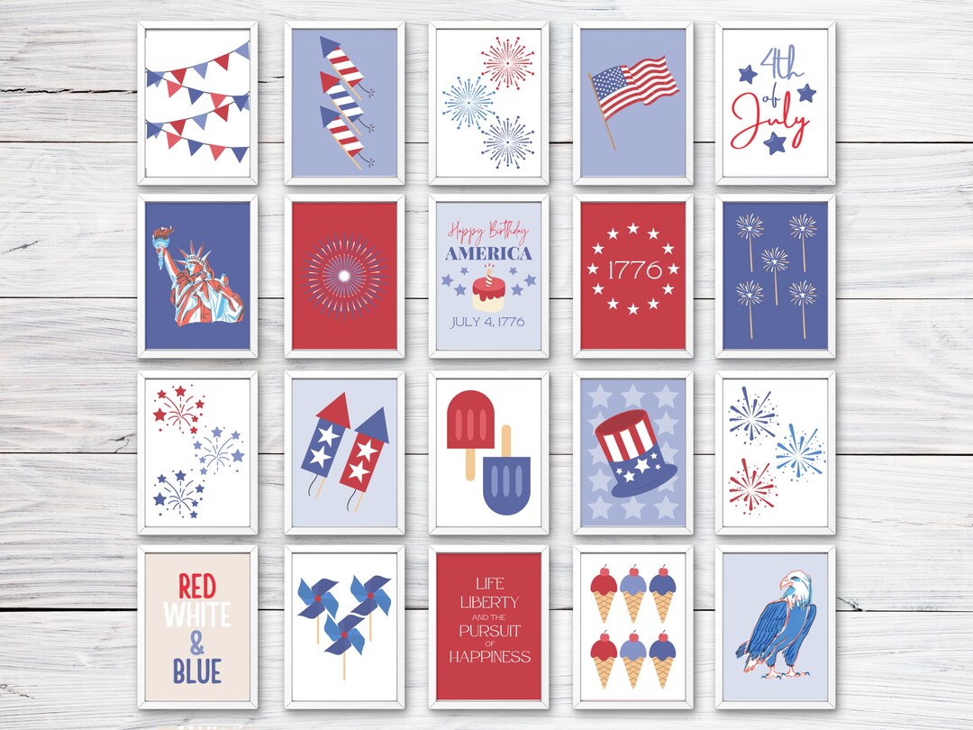 4th of July Wall Art Set of 20 July 4th Prints Instant - Etsy