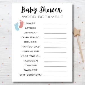 Baby Shower Word Scramble, Baby Shower Game, Instant Download, Baby Shower Activity