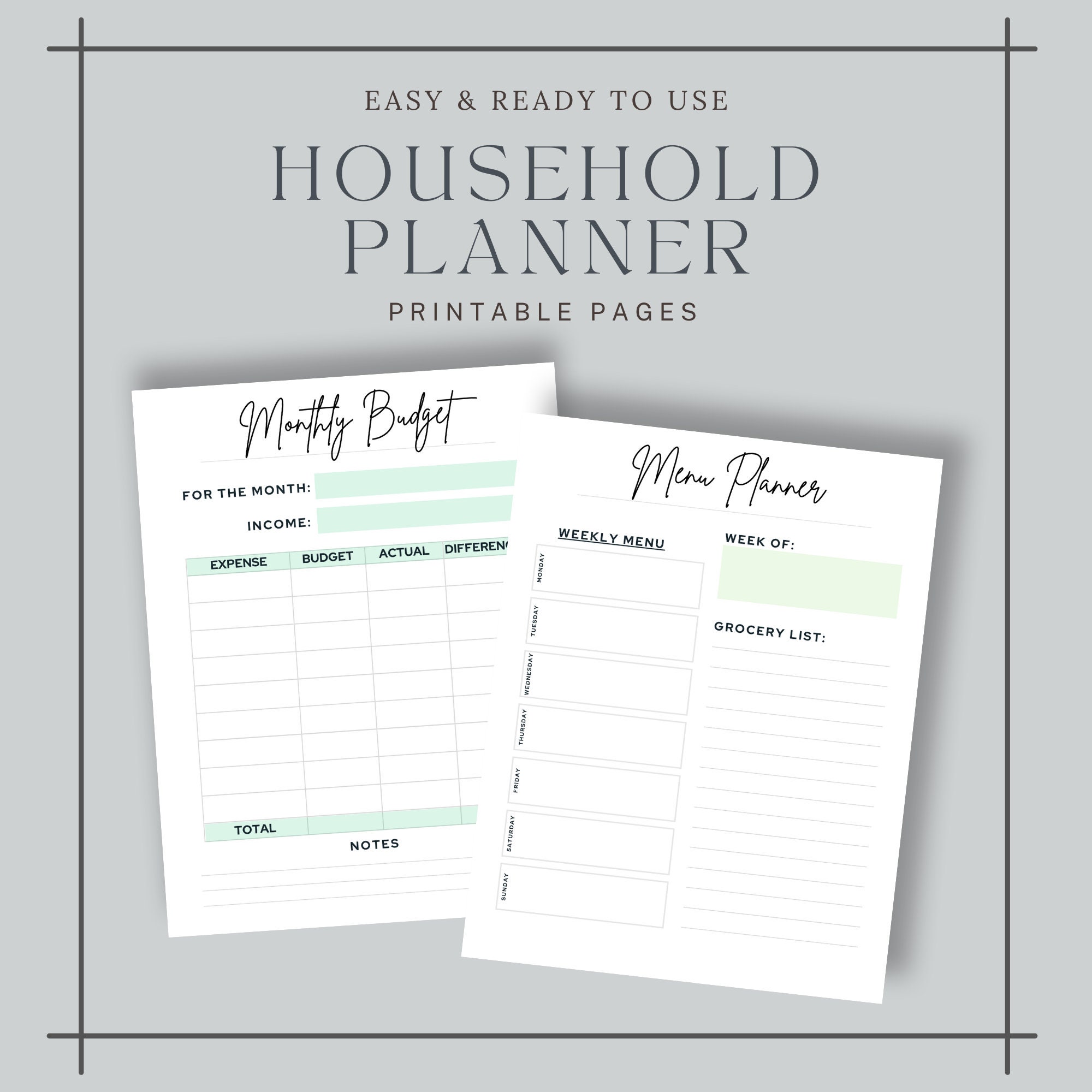 Household Planner Printable: Family Organizer, Budget, Cleaning (A4 A5 ...