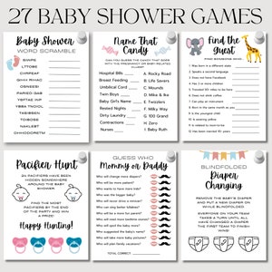 27 Minimalist Baby Shower Games Bundle (Digital PDF)