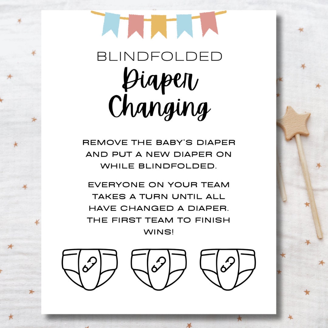 Baby Shower Blindfolded Diaper Changing Game, Baby Shower Game, Baby