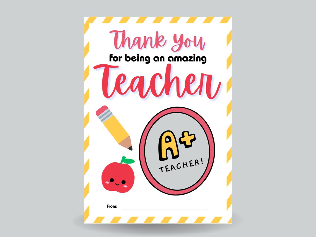 Teacher Appreciation Gift Card Holder: Printable Thank You Card (PDF ...