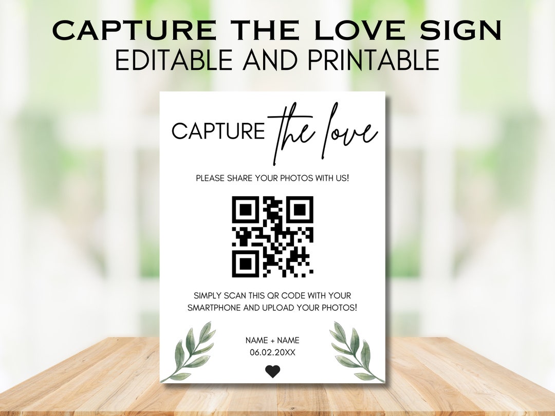 Capture the Love Wedding Sign Printable Modern Wedding Sign - Etsy