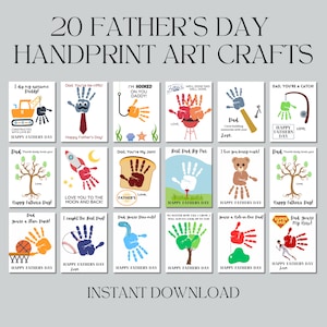 Artisanat d'empreintes de main pour la fête des pères | Cadeau d'anniversaire pour papa | Cadeau DIY pour papa | Cadeau de fête des pères offert par des enfants | Souvenir de la fête des pères à imprimer