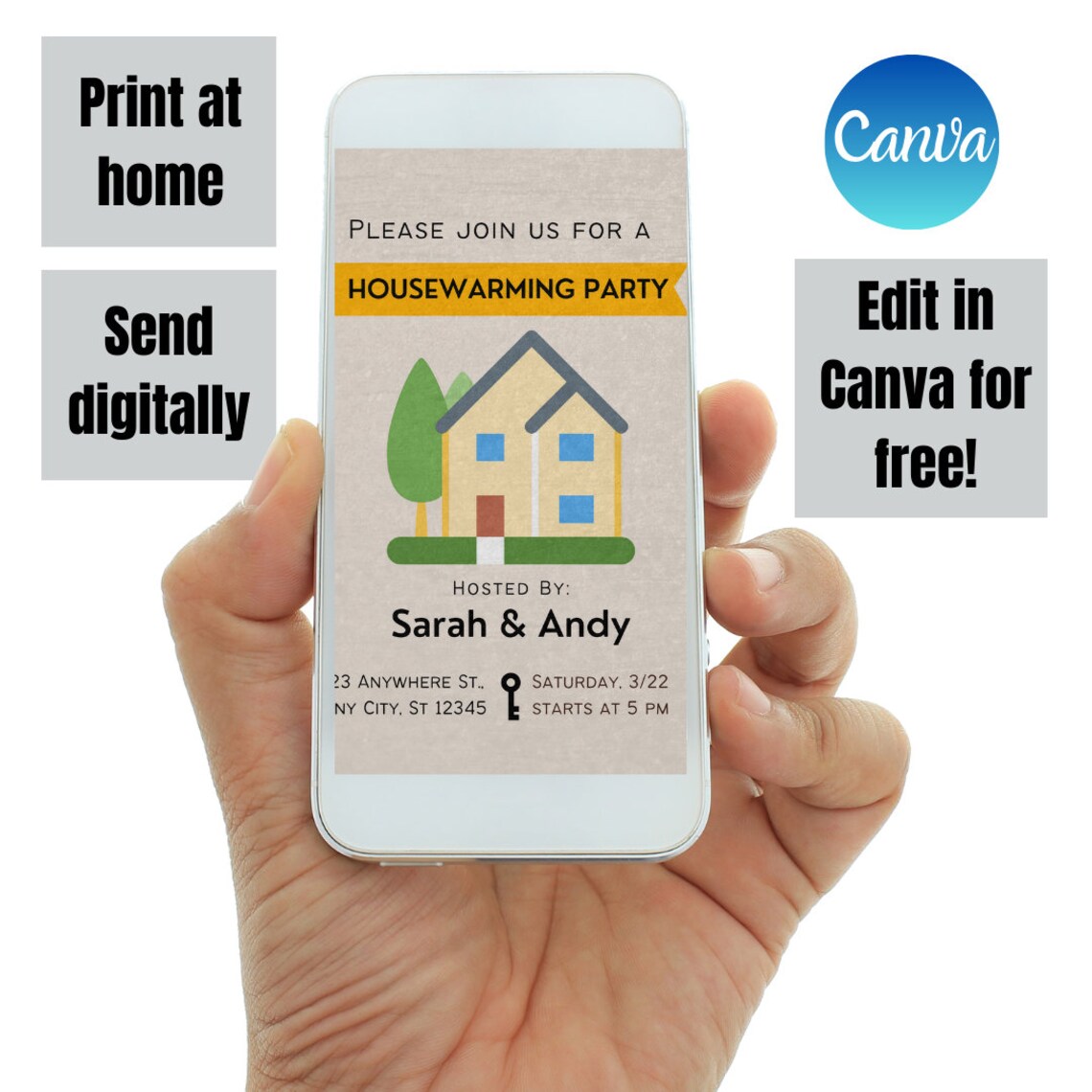 Housewarming Party Invitation PDF and JPG Digital Evite Etsy