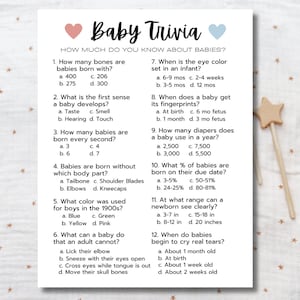 Baby Shower Trivia, Baby Shower Trivia Game, Instant Download, Baby Shower Activity, Baby Trivia