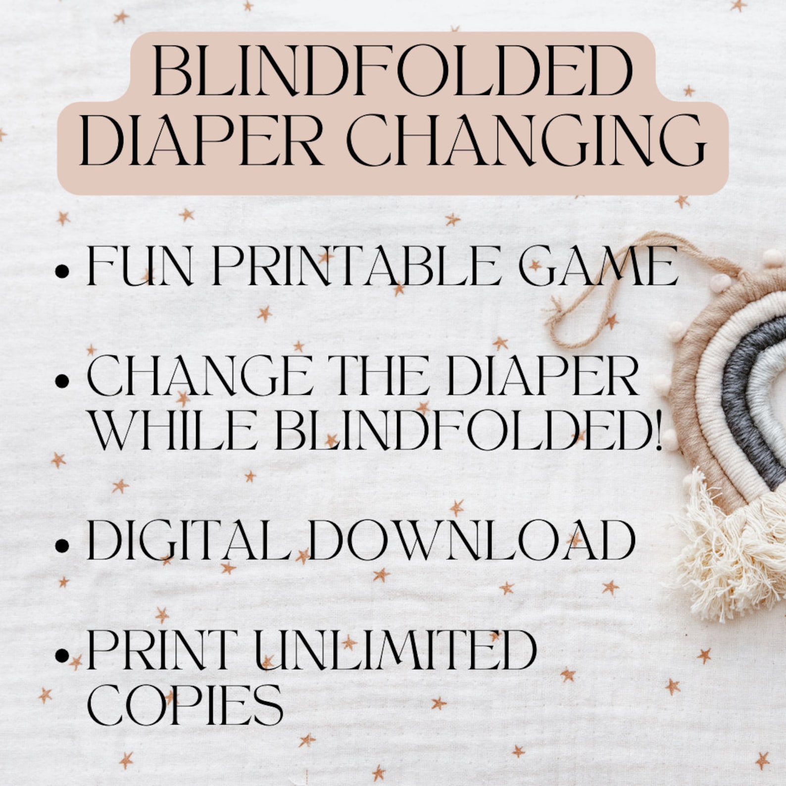 Baby Shower Blindfolded Diaper Changing Game, Baby Shower Game, Baby