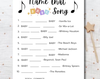 Baby Shower Name That Baby Song Game, Baby Shower Game, Baby Shower Activity, Instant Download