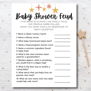 Baby Shower Feud, Baby Shower Game, Answer Key Included, Baby Shower Activity, Instant Download