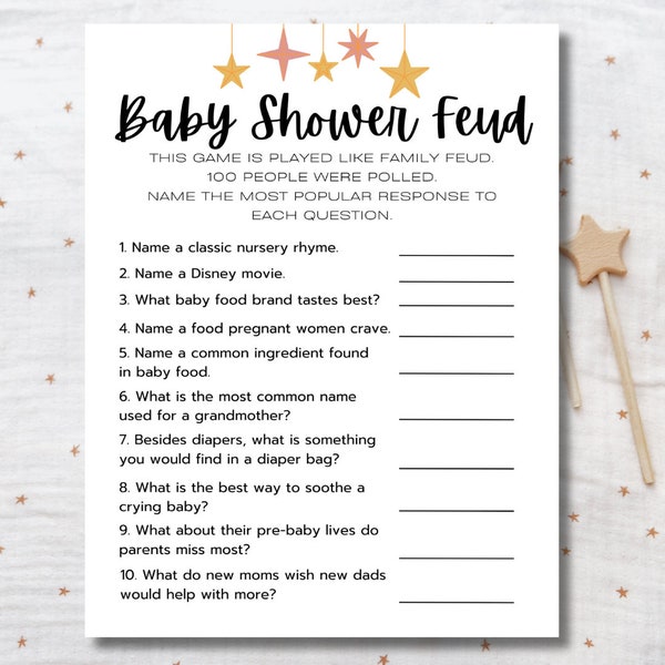 Baby Shower Feud, Baby Shower Game, Answer Key Included, Baby Shower Activity, Instant Download